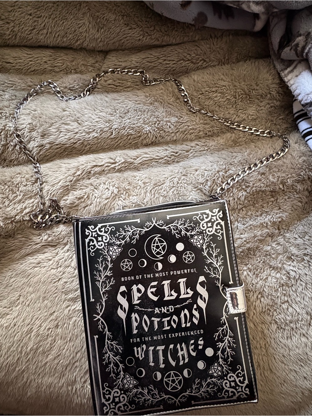 Dolls Kill Black & Silver 'Spells and Potions' Book Crossbody Bag